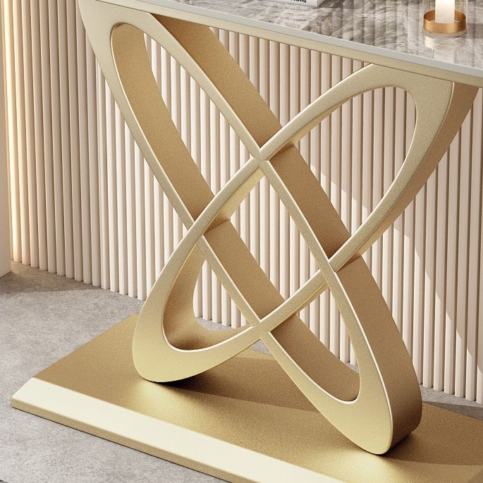 Glam Stone Console Table Iron Scratch Resistant Console Sofa Table for Hall
