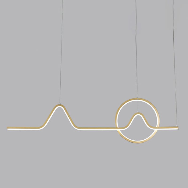 2-Light Modern Ceiling Light Golden/Black LED Island Lighting for Dining Room