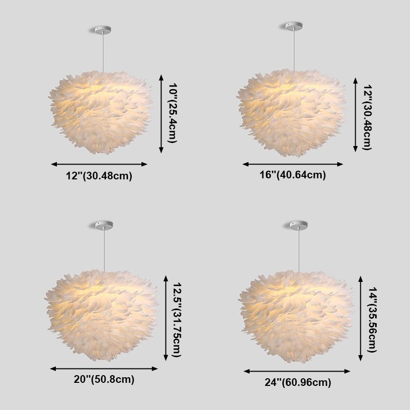 Feather Hanging Lights Modern Style Pendant Light Kit for Living Room Bedroom