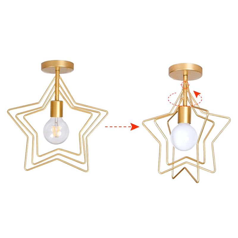 1 Light Semi Flush Chandelier Industrial Metal Ceiling Mount Light Fixture for Hallway