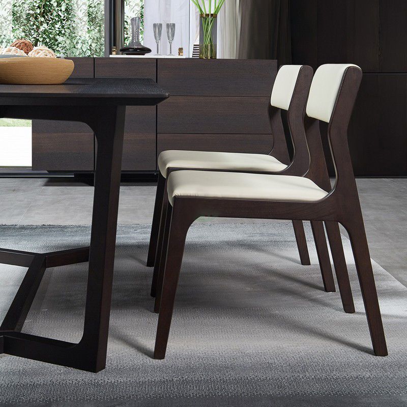 Contemporary Armless Dining Chairs Open Back Side Chair for Kitchen with Wooden Legs