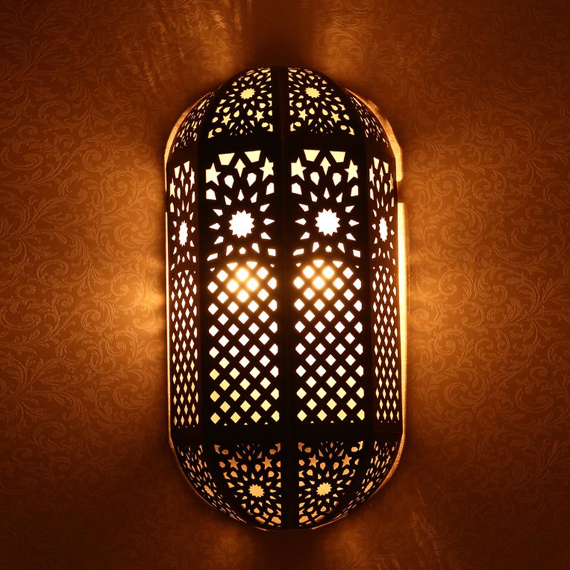 Half-Capsule Metallic Sconce Lighting Antiqued 2 Heads Corridor Flush Wall Mount Lamp in Brass