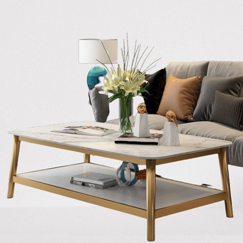 Glam Coffee Cocktail Table 4 Legs Cocktail Table with Storage