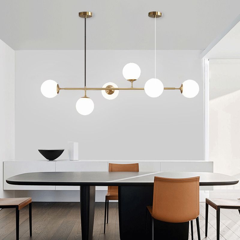 Lampada appesa sferica Stile semplicità Stile di vetro Isola lampadario Luce per sala da pranzo