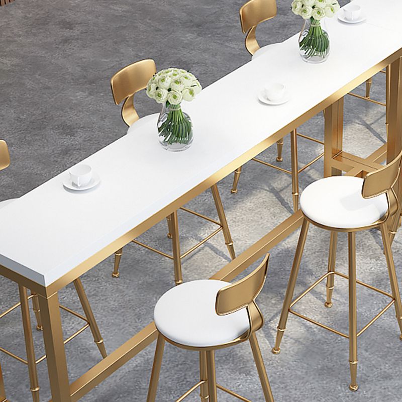 Glam Style Rectangle Bar Table Pine Solid Wood Bar Height Table with Footrest