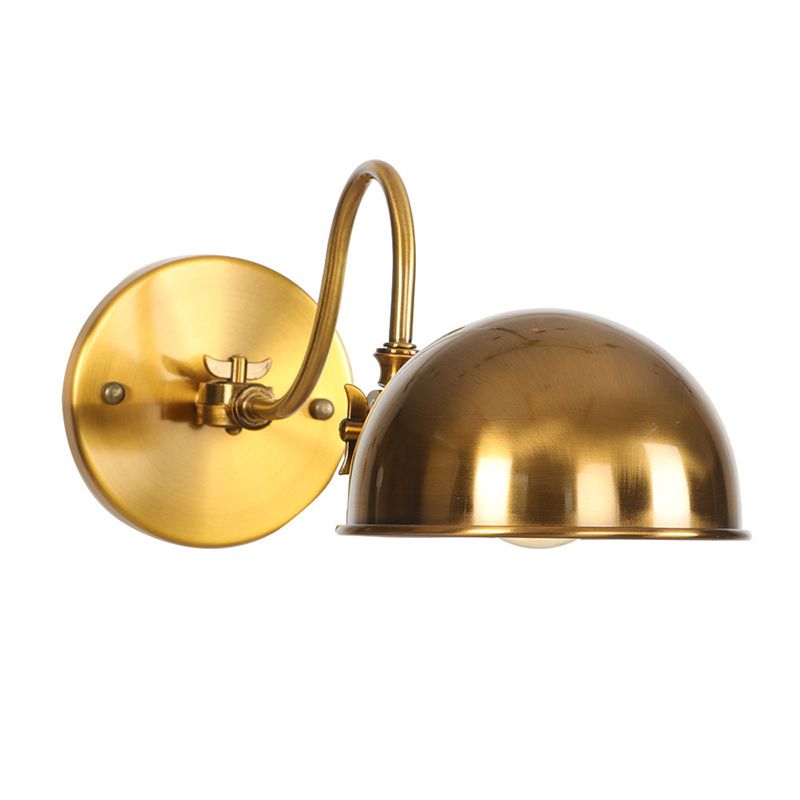 Antike Kupfer Schwanenhals Arm Retro Wandlampenwinkel Verstellbares 1-Licht-Schublicht mit Metallschüssel