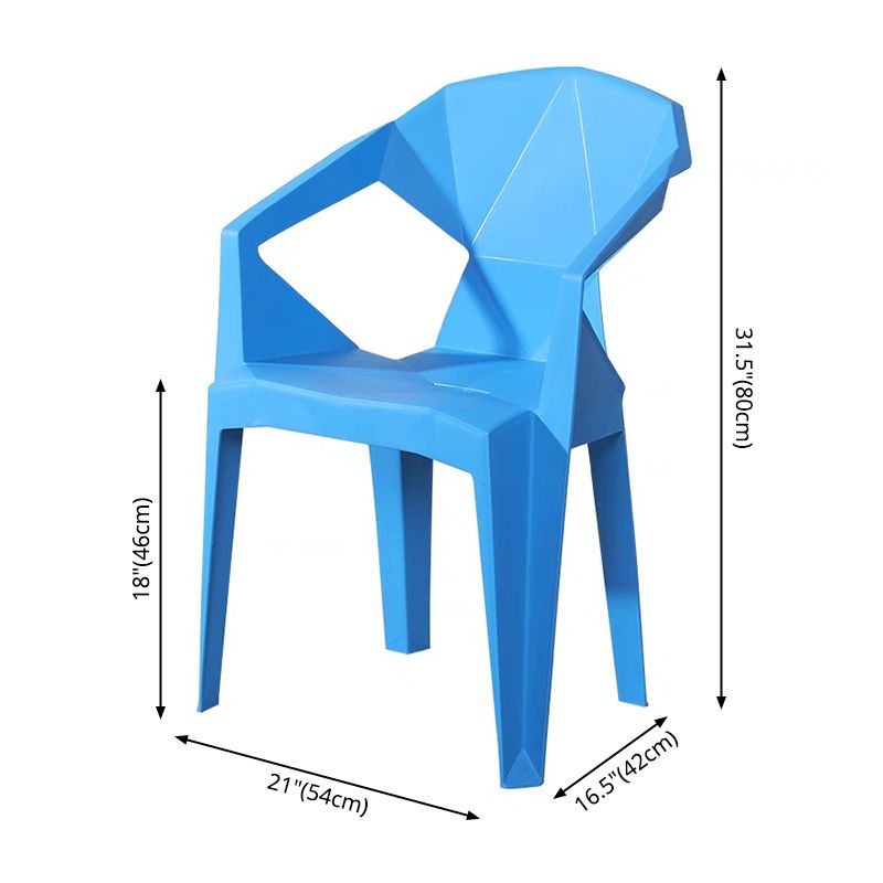 Scandinavian Plastic Dining Armchair Solid Back Side Chair for Home Use