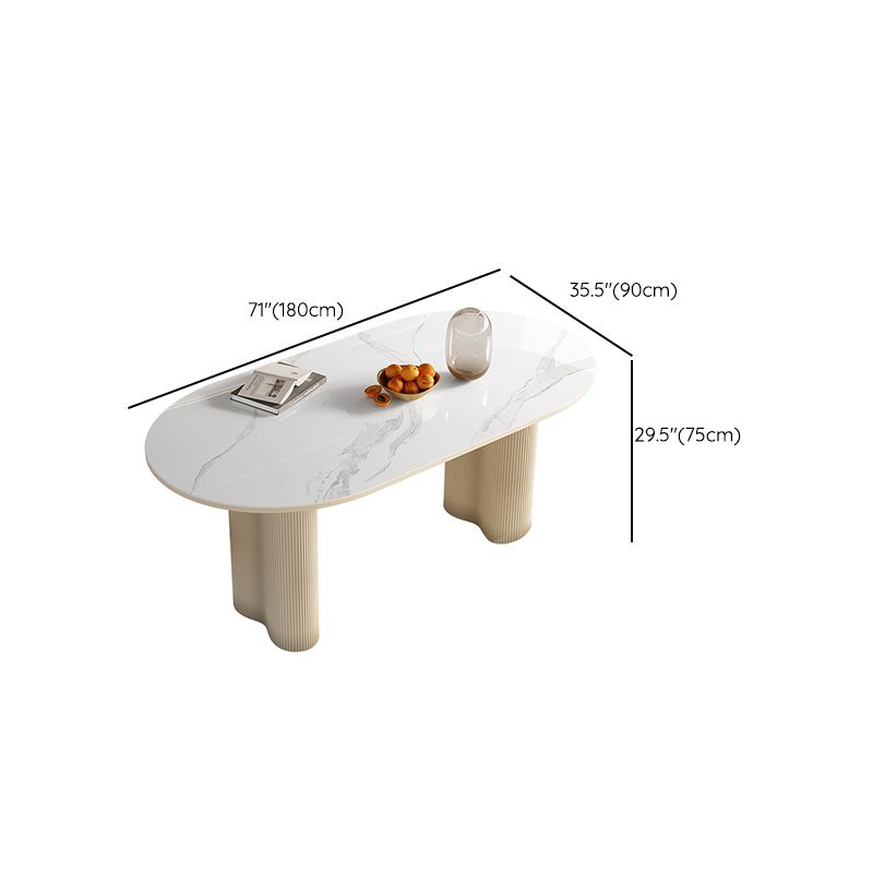 Contemporary Kitchen Dinner Table Oval Double Pedestal Dining Table
