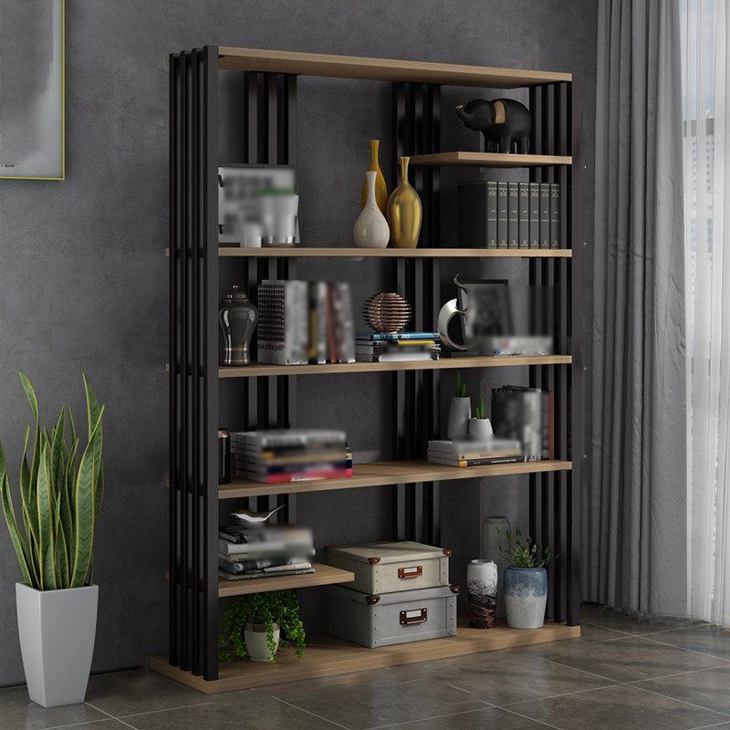 Industrial Style Bookshelf Open Shelf Vertical Metal Shelf with Rectangular Shelves