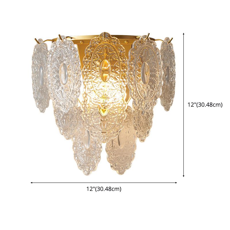 Modern Style Three-Tiered Sconce Crystal 3-Lights Wall Lighting Fixtures in Brass
