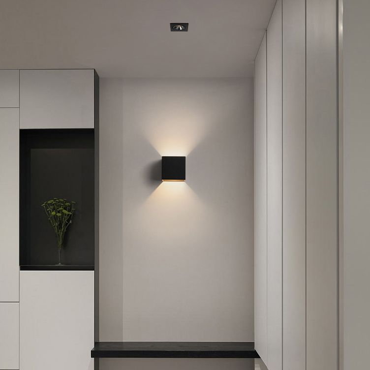 Lámparas de pared cuadradas de 4 "con sombra de vidrio con luces aplastas de pared contemporáneas en interiores