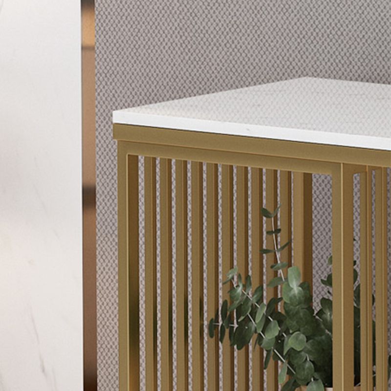 Faux Marble Bar Height Table Modern Style Bistro Table with 2 Shelves