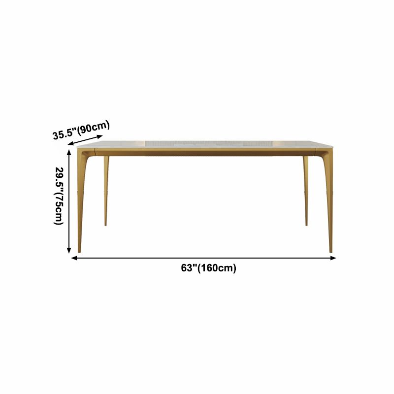 Mesa de comedor de piedra sinterizada Estilo de lujo 4 patas Mesa de rectángulo base para comedor