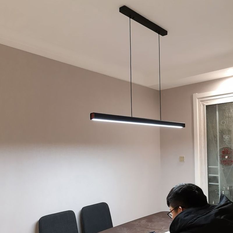 Minimalism Contemporary Style Island Chandelier Light Linear LED Island Light for Dining Room