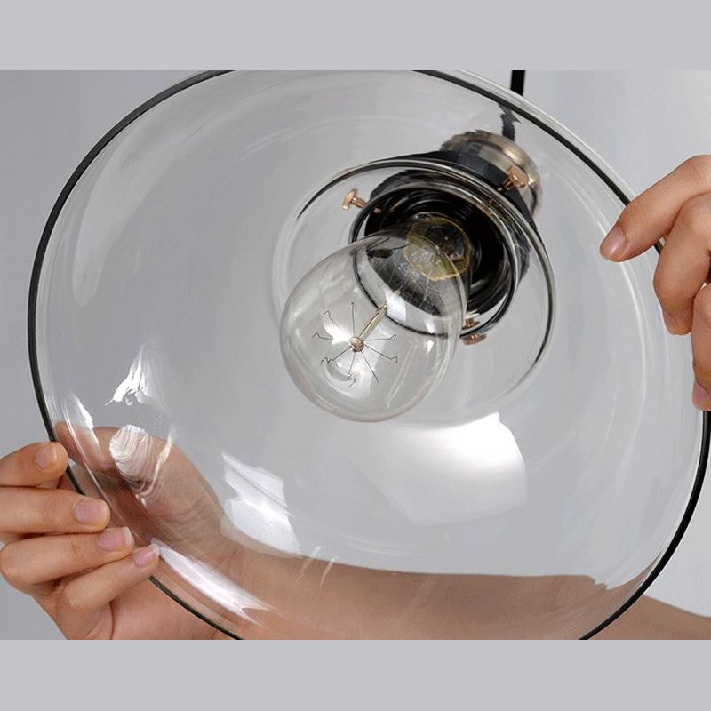 Retro Industrial 1 Light Pendant Barn Clear Glass Pendant Lighting for Coffee Shop