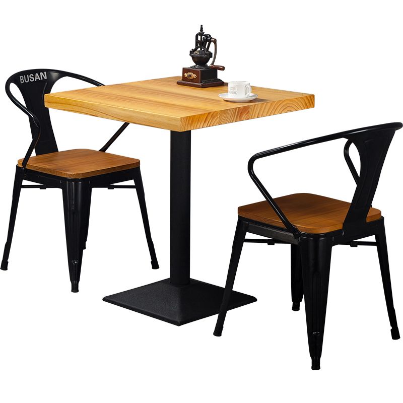 Industrial Massivholz Esstisch Brauner Quadratisch mit Sockelbasis für Esszimmer