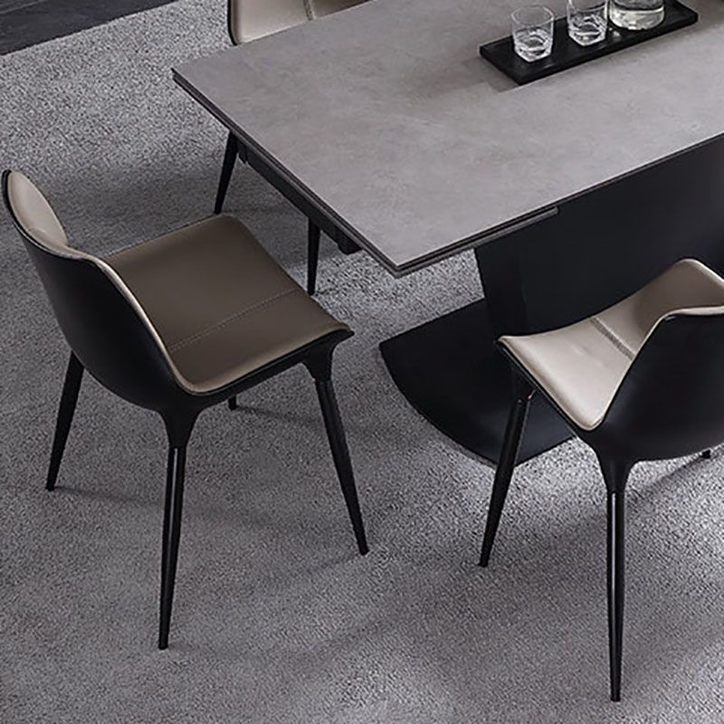 Modern Parsons Armless Chairs Leather Curved Dining and Accent Chairs