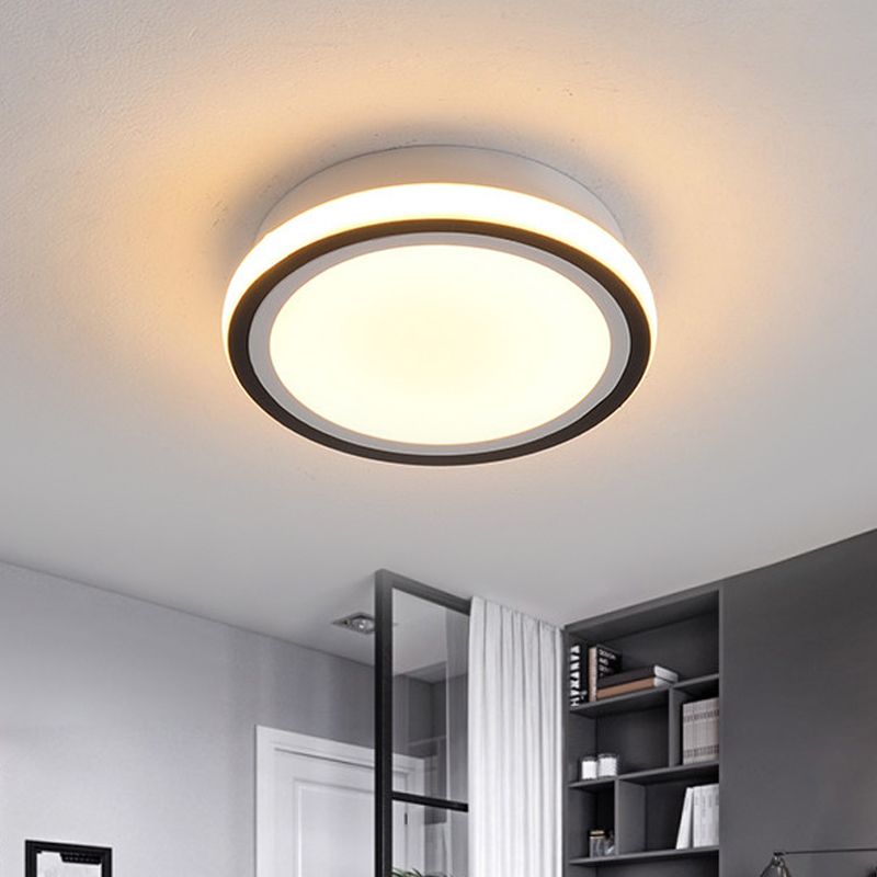 LED-gangplafondinbouwlamp Minimalistisch zwart inbouwlichtarmatuur met ronde/vierkante metalen kap in wit/3 kleurenlicht