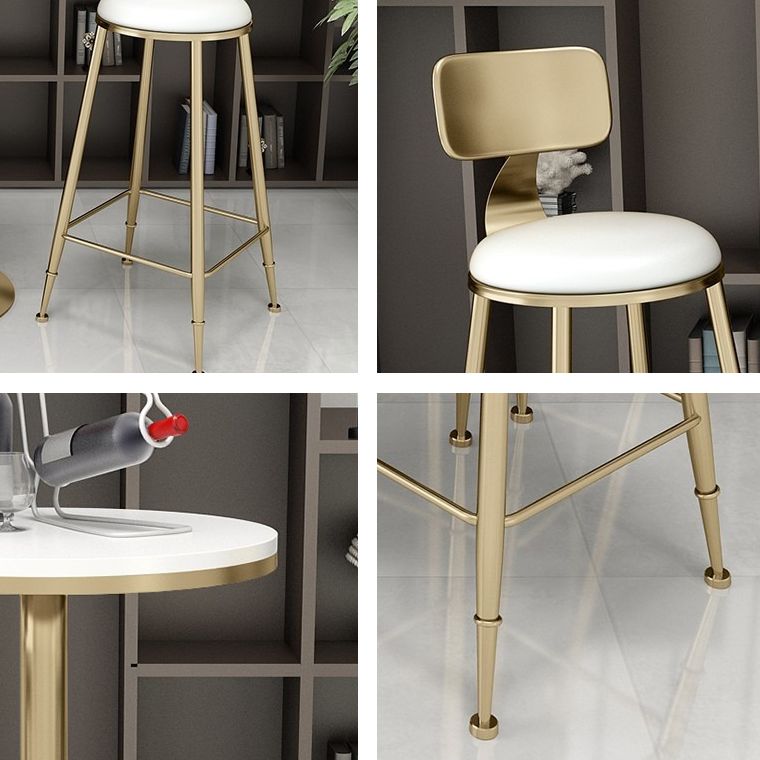 Nordic Style Leather Upholstered Barstool Gold Base Bar Stool for Living Room