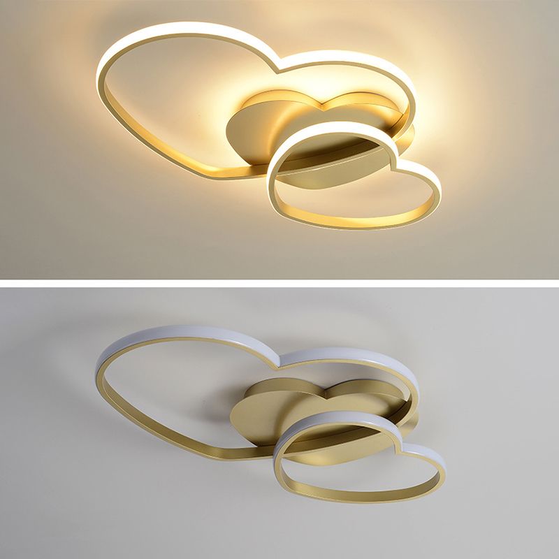 Lámparas de techo empotradas con diseño de corazón, 1 luz, luces de techo contemporáneas de metal, montaje empotrado