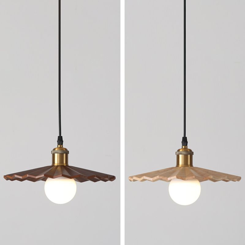 Pot Cover Shade Hanging Lighting Modern Style Solid Wood 1 Light Pendant Lamp