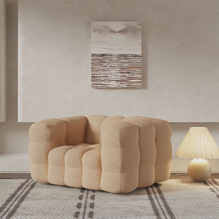 Scandinavian Sofa Beige Living Room Tuxedo Arm Standard Tufted Settee