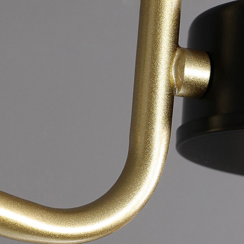 Restaurante en forma de tazón Lighting Glass Postmodern Chandelier con agarre negro de latón negro