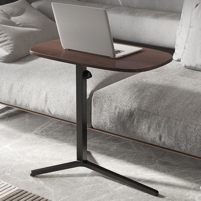 Modern Wood Pedestal Side End Table Minimalist Oval Corner Table
