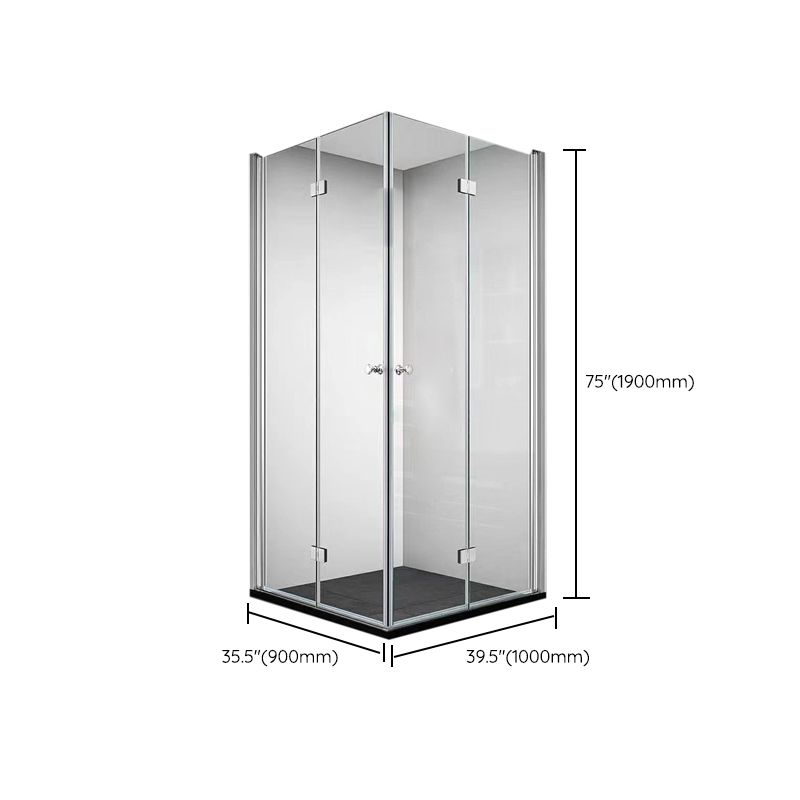 Frameless Folding Tempered Glass Shower Door with Thickened 304 Stainless Steel Fittings