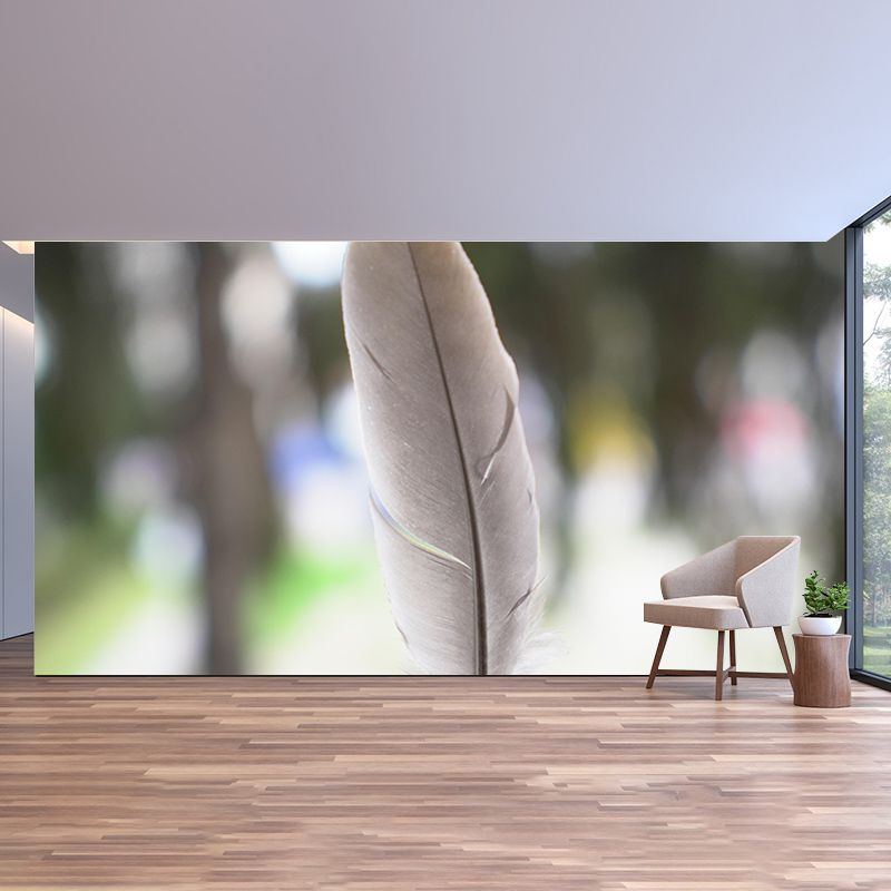 Bird Feather Mural Wallpaper Modern Mildew Resistant Wall Decor