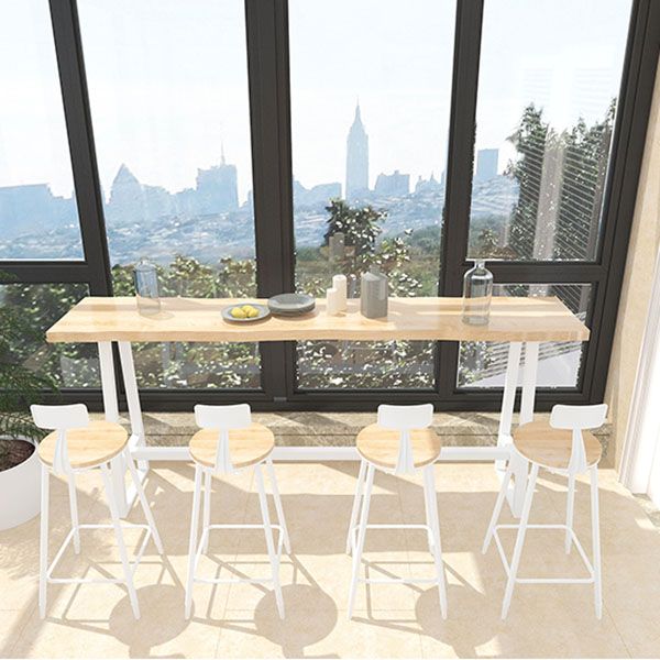 Modern Bar Set 1/2/5 Pieces Rectangle Trestle Wood and Metal Table and Stool Set