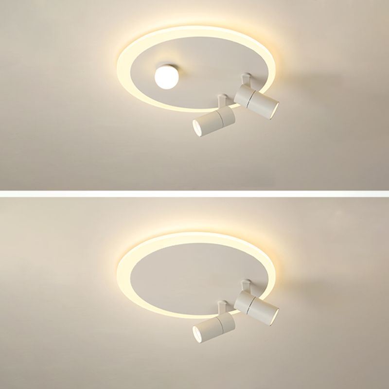 Plafonnier en fer moderne encastré rond avec 2 spots