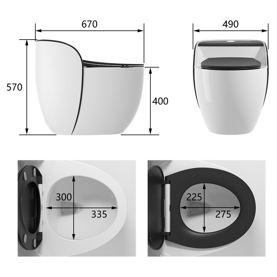 Modern Flush Toilet Ceramic Round-Front One-Piece Toilet with Slow Close Seat