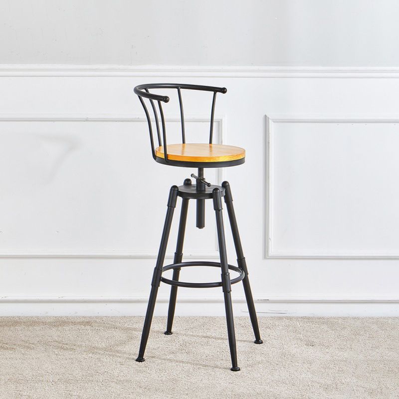 Industrial Upholstered Swivel Adjustable Height Stool 35.43'' Home Bar Stool