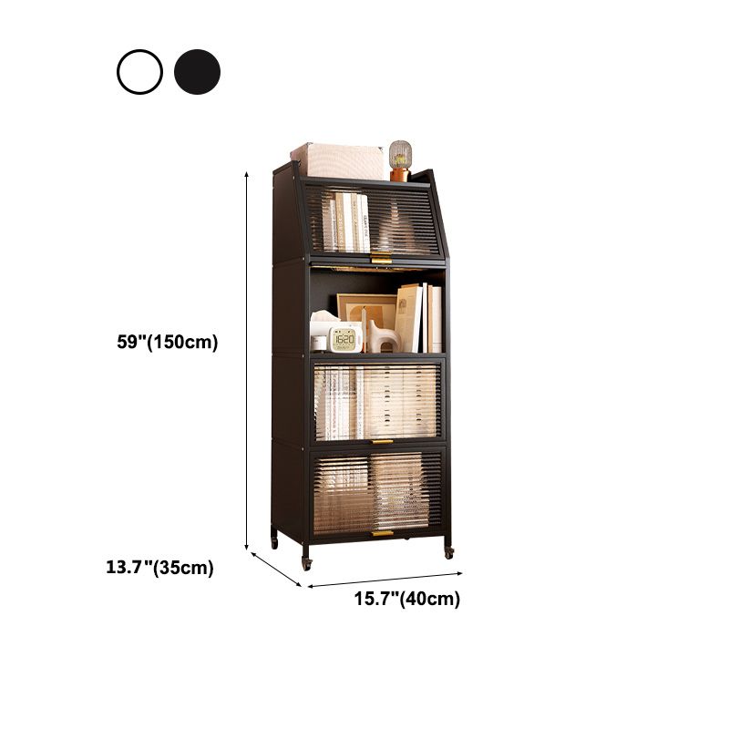 Modern Style Bookshelf Metal Closed Back Bookcase with Door for Home Office