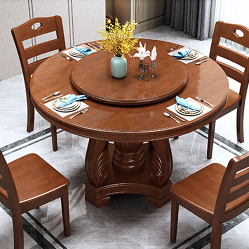 Traditional Solid Wood Dining Table Round Dinner Table for Dining Room