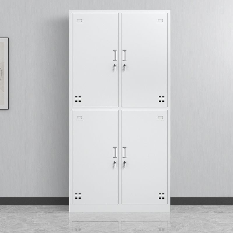 Contemporary Steel Storage Cabinet White Metal Hinged Door Cabinet