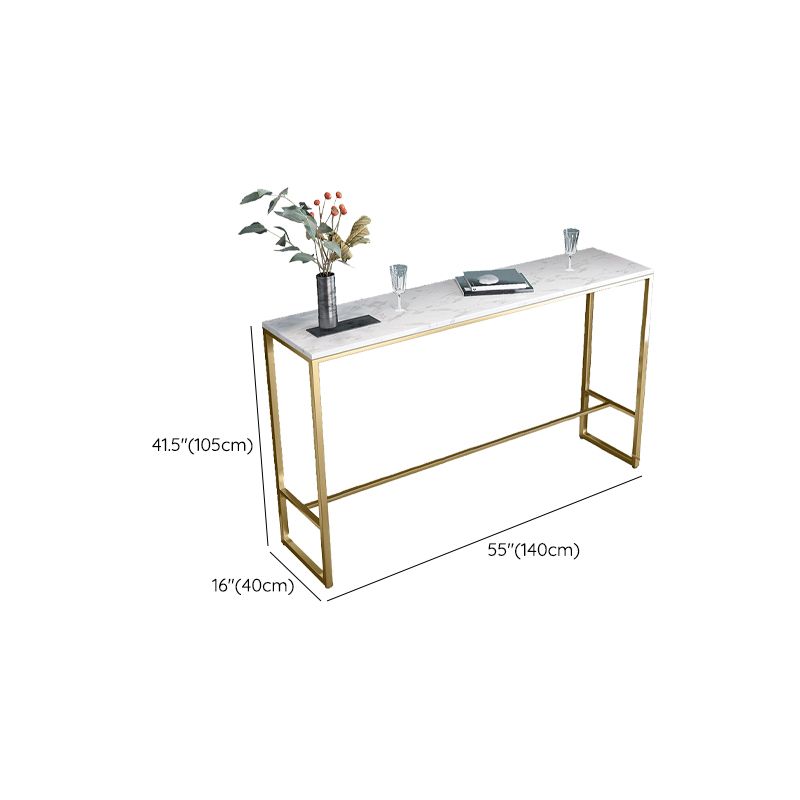 Rectangular Bar Height Table Gold Legs and Metal Base Bistro Pub Table