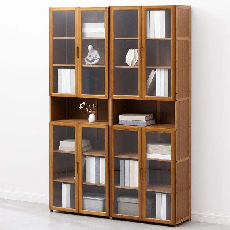 Brown Brown Shelf Bookcase Bedroom Closed Back Shelf with Cabinets