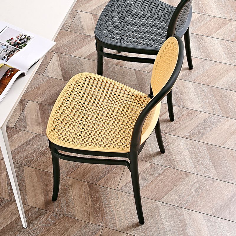 Contemporary Style Armless Chair Plastic Open Back Side Chair for Restaurant Bedroom