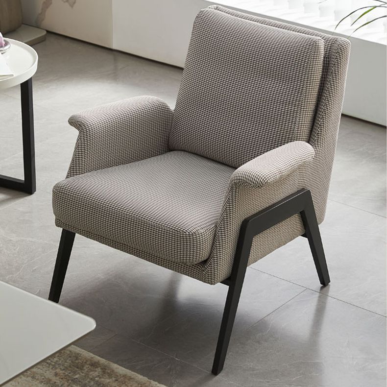 Mid-Century Modern Accent Armchair in Linen Blend/Faux Leather