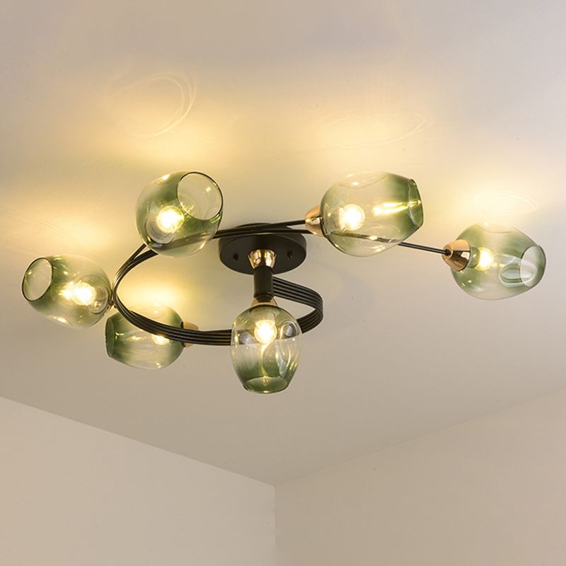 Industrial Dome Shade Unique Flush Mount Ceiling Lights Metal Semi-Flush Mount for Bedroom