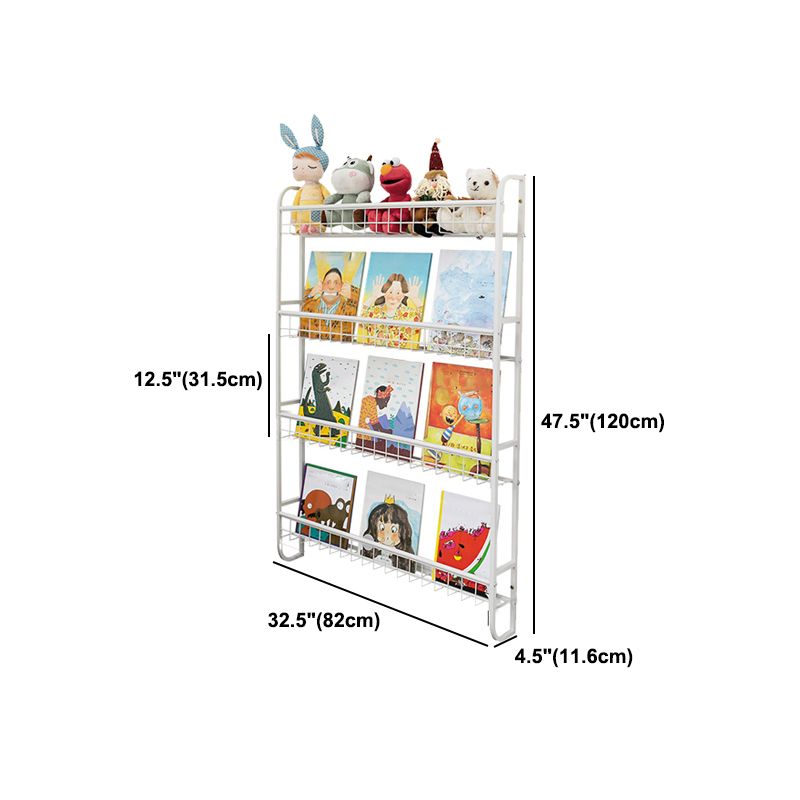 Contemporary Metal Floating Bookcase Wall Mounted Closed Back Bookshelf