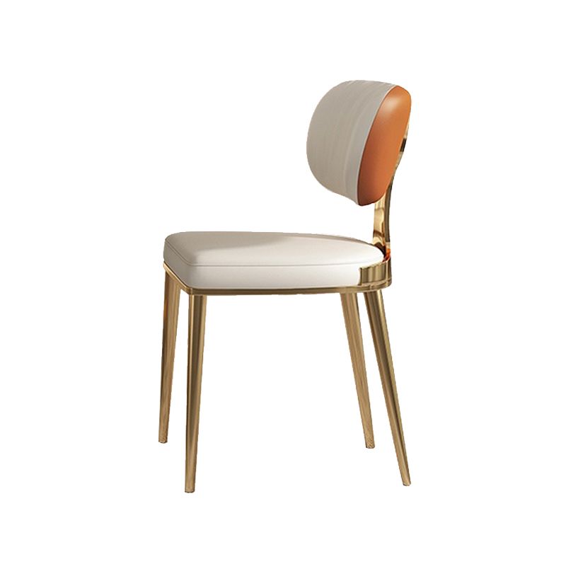 Glam Upholstered Dining Chair Open Back Dining Chair with Metal Legs