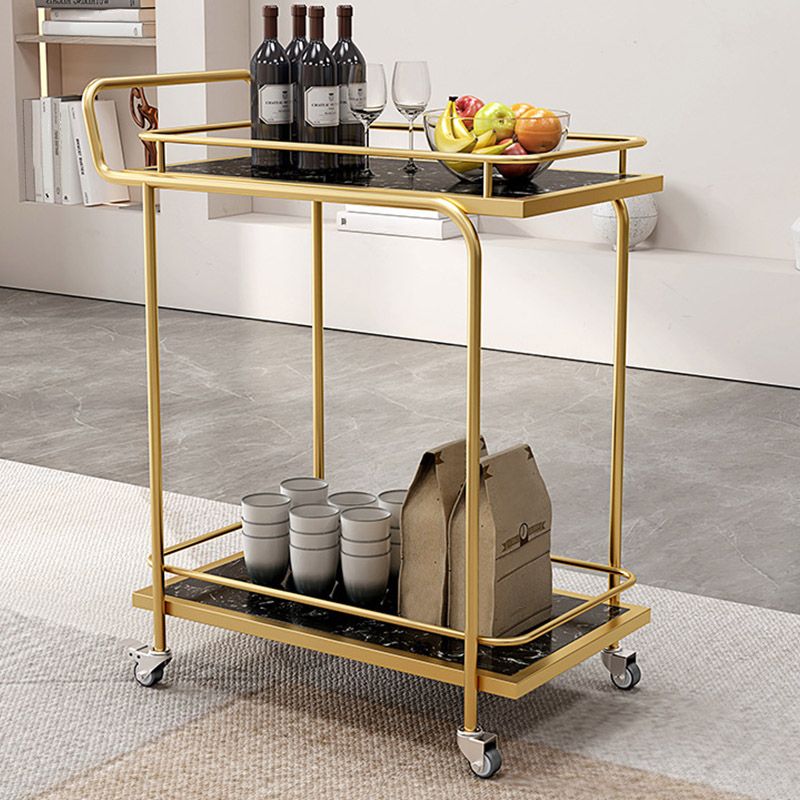 Modern Open Storage Prep Table Rectangular Rolling Kitchen Trolley