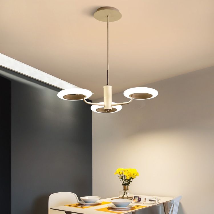 Zwart/wit/bruine donuthangende lampkit Modern 3/4-head acryl kroonluchter hanger in warm/wit licht
