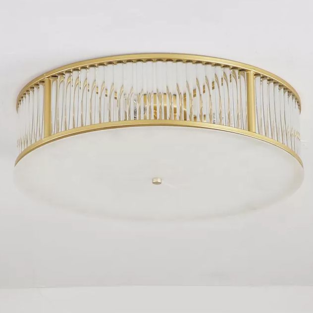 Plafonnier encastré à tambour, plafonnier moderne en cristal pour chambre à coucher, doré