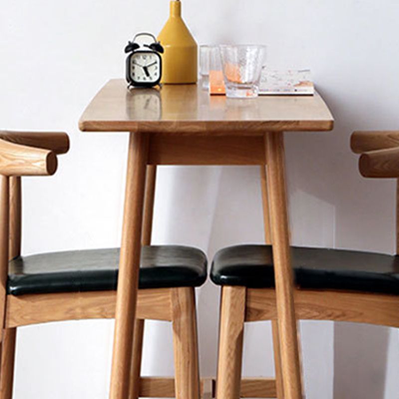 Modern Style Rectangle Bar Table Brown Solid Wood Bar Dining Table with Footrest