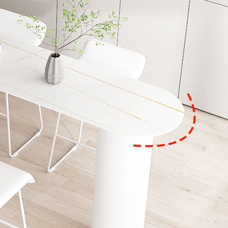 Contemporary Bar Dining Table Indoor Bar Table with Iron Base in White