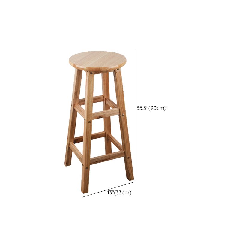 Light Wood Finish Counter & Bar Stools Modern Indoor Stools with 4 Legs